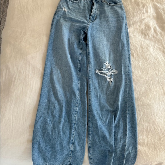 Lovers + Friends Lennon Distressed High Waist Wide Leg Jeans - Lawrence - Picture 8 of 10